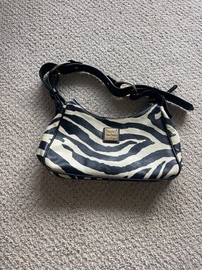 Dooney & Bourke Black and Cream Zebra-Print Shoulder Bag